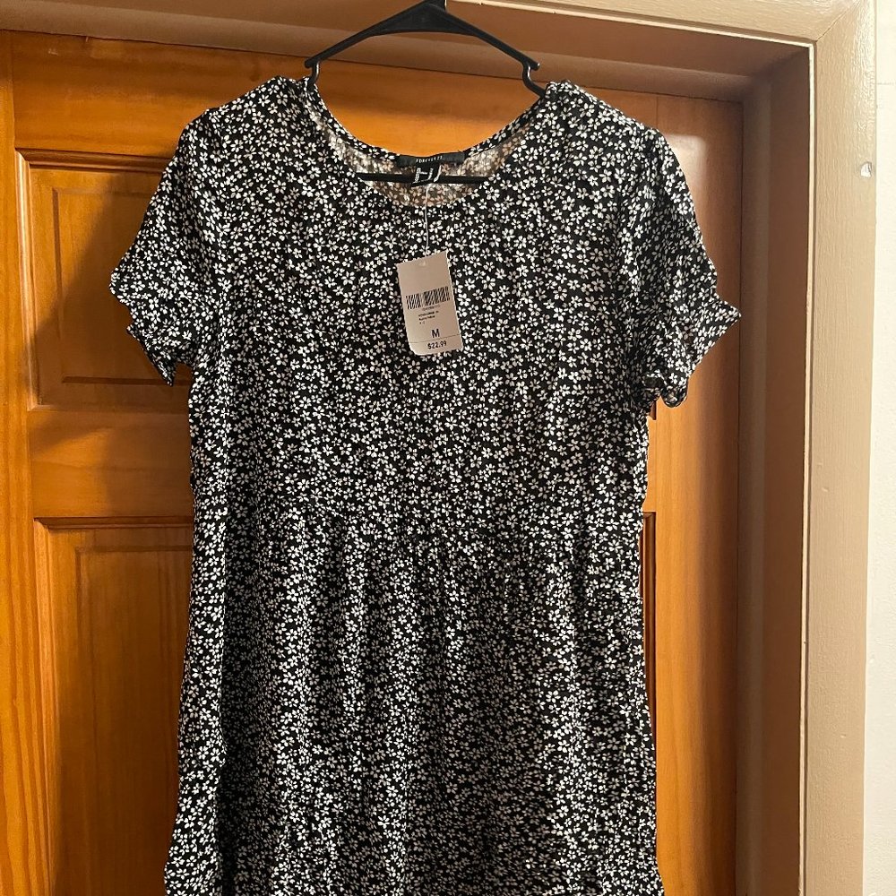 Brand New w/ Original Tags FOREVER 21 Women's Black A-line Mini Dress, Sz Medium